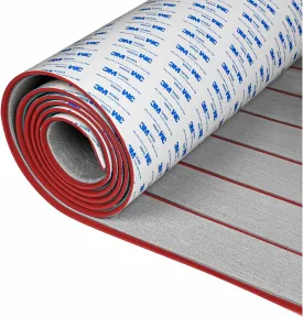OCEANBROAD EVA Foam Boat Flooring with 3M Adhesive Backing Marine Self-Adhesive Decking 96''x45.6''/36''/28.8''/16.8'', 48''x16.8'' Faux Teak Sheet for Jon Boats Swim Platform Helm Pad RV Floor