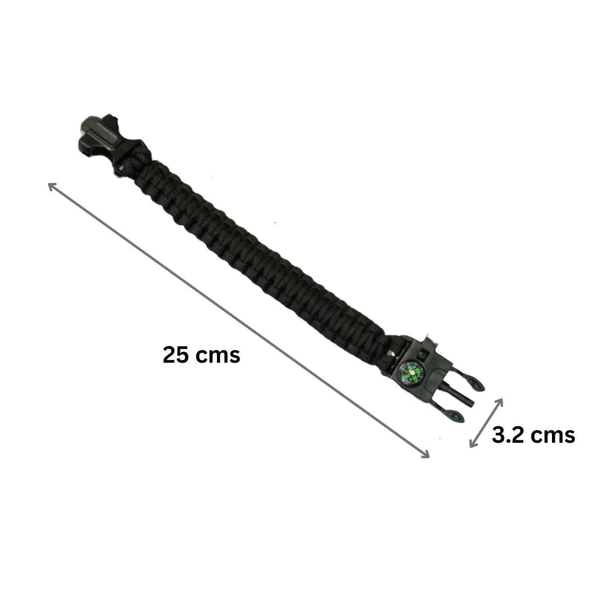 Paracord Multi-functional 5 in 1 Survival Bracelet - Black