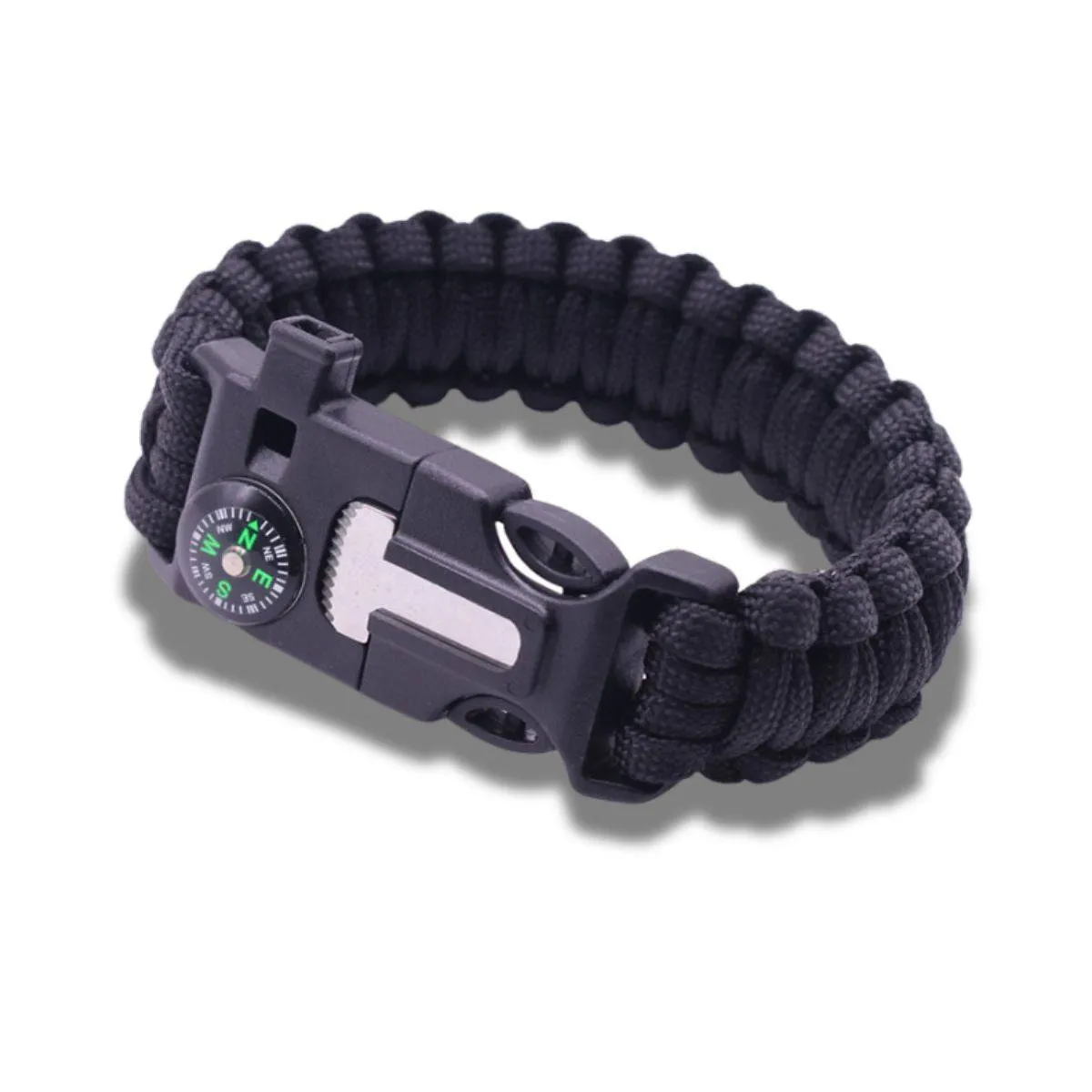 Paracord Multi-functional 5 in 1 Survival Bracelet - Black