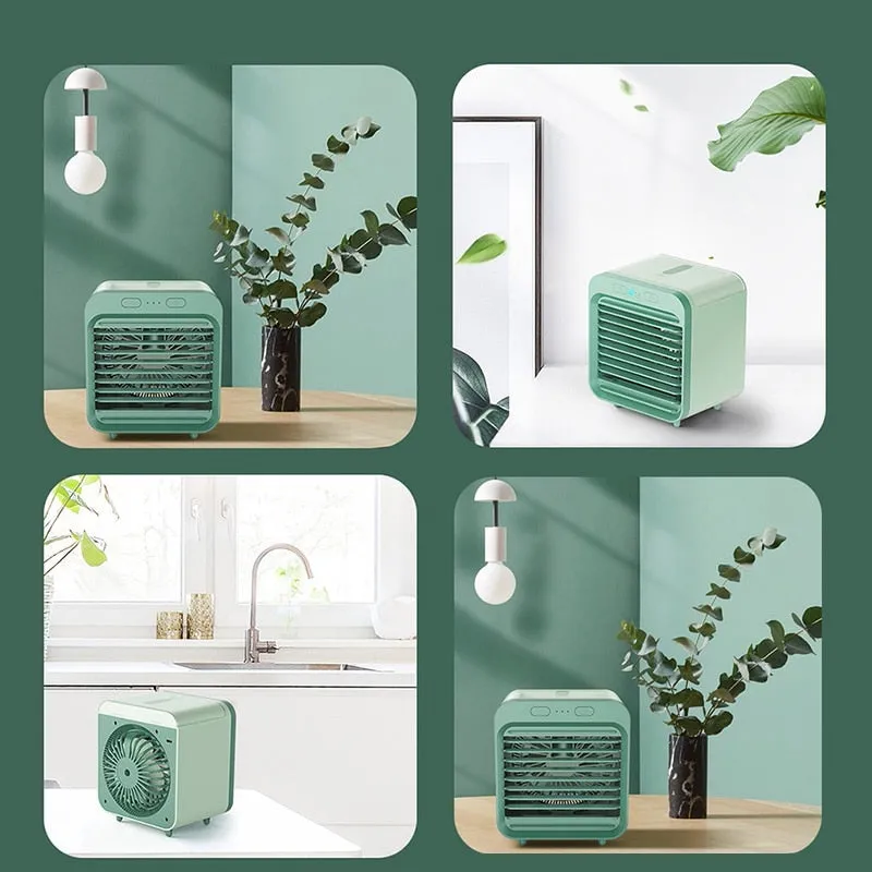 Rechargeable Mini Portable AC Unit Cooler with Battery, Humidifier, Purifier - Evaporative Swamp Cooler