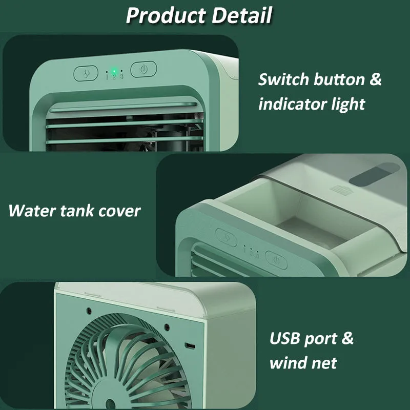 Rechargeable Mini Portable AC Unit Cooler with Battery, Humidifier, Purifier - Evaporative Swamp Cooler