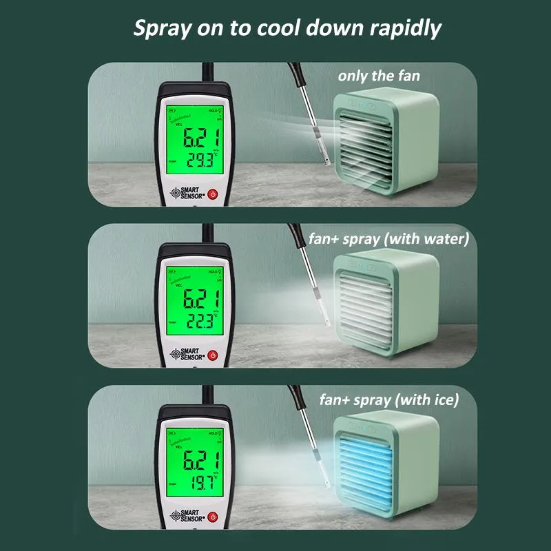 Rechargeable Mini Portable AC Unit Cooler with Battery, Humidifier, Purifier - Evaporative Swamp Cooler