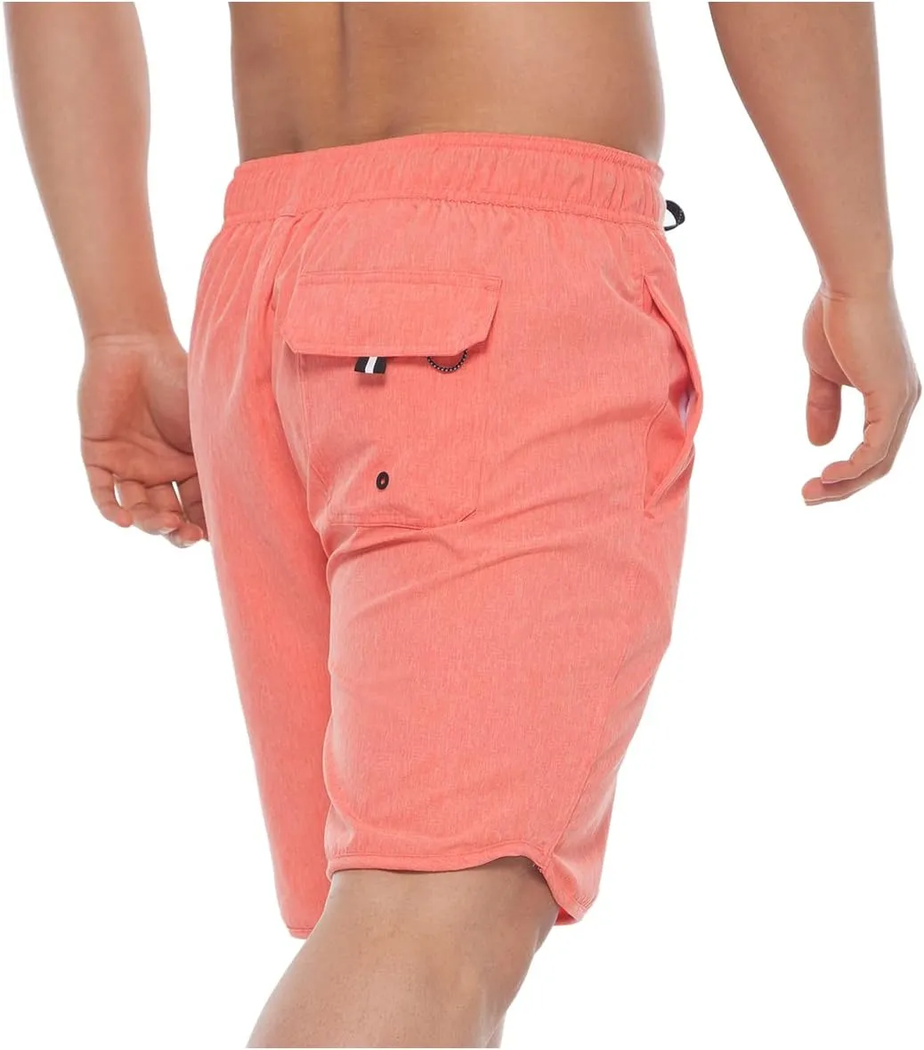 Rokka&Rolla Men's Swim Trunks Quick Dry Stretch Beach Shorts Swimwear Bathing Suit with Mesh Lining