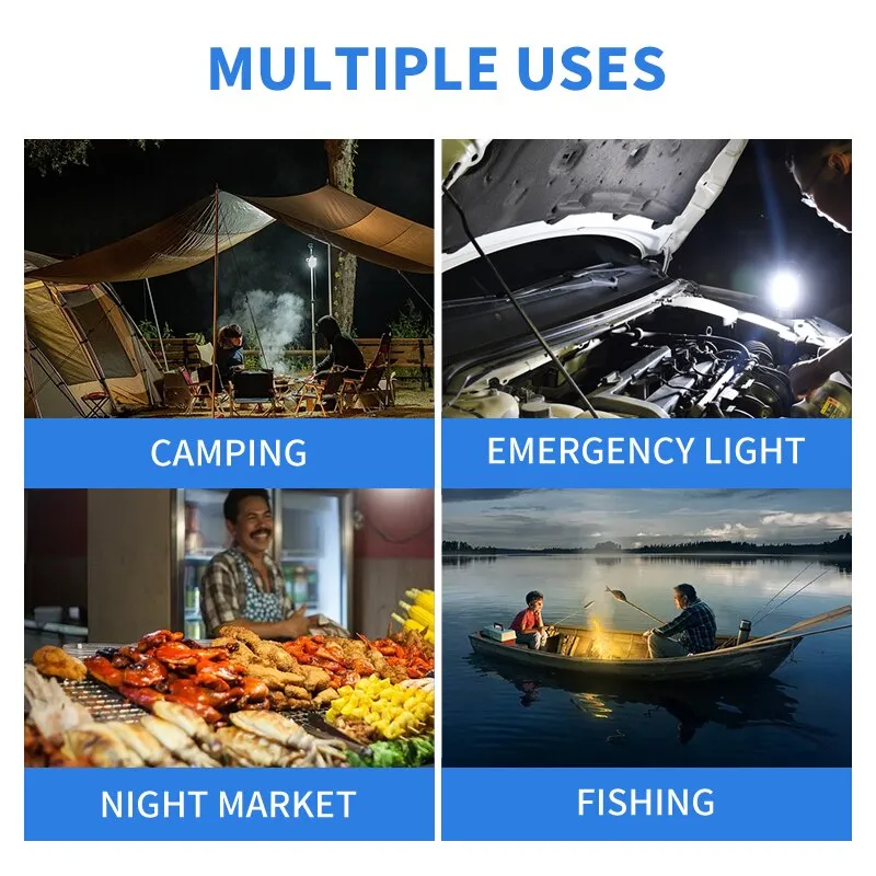 Solar LED Bulb Light - Outdoor Waterproof, Rechargeable for Emergency, Camping, Garden Lighting