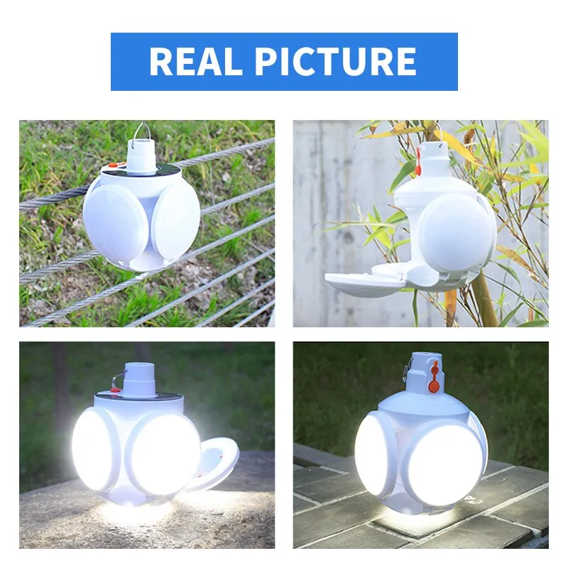 Solar LED Bulb Light - Outdoor Waterproof, Rechargeable for Emergency, Camping, Garden Lighting