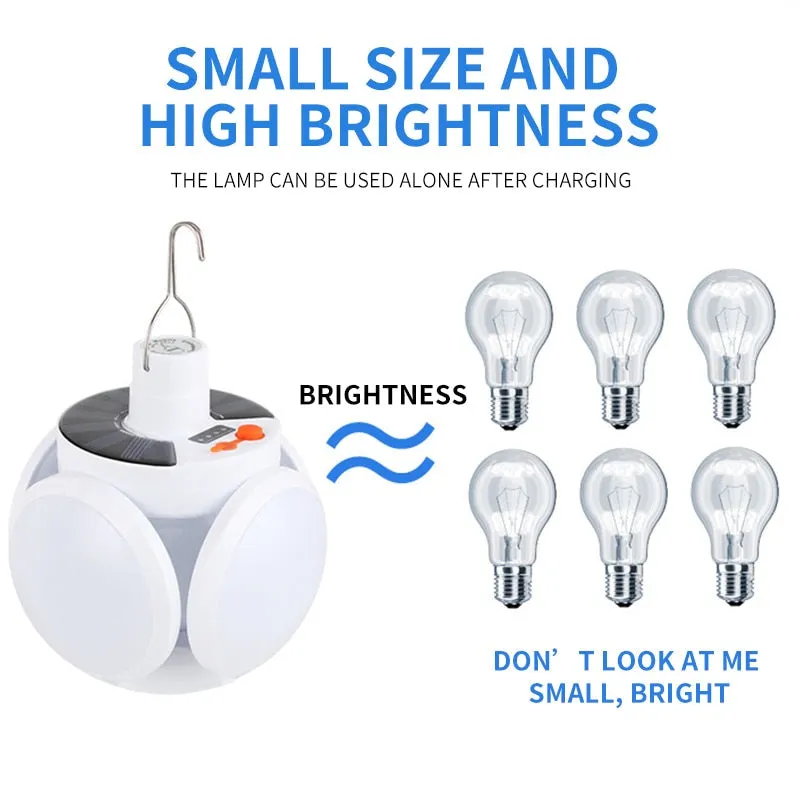 Solar LED Bulb Light - Outdoor Waterproof, Rechargeable for Emergency, Camping, Garden Lighting