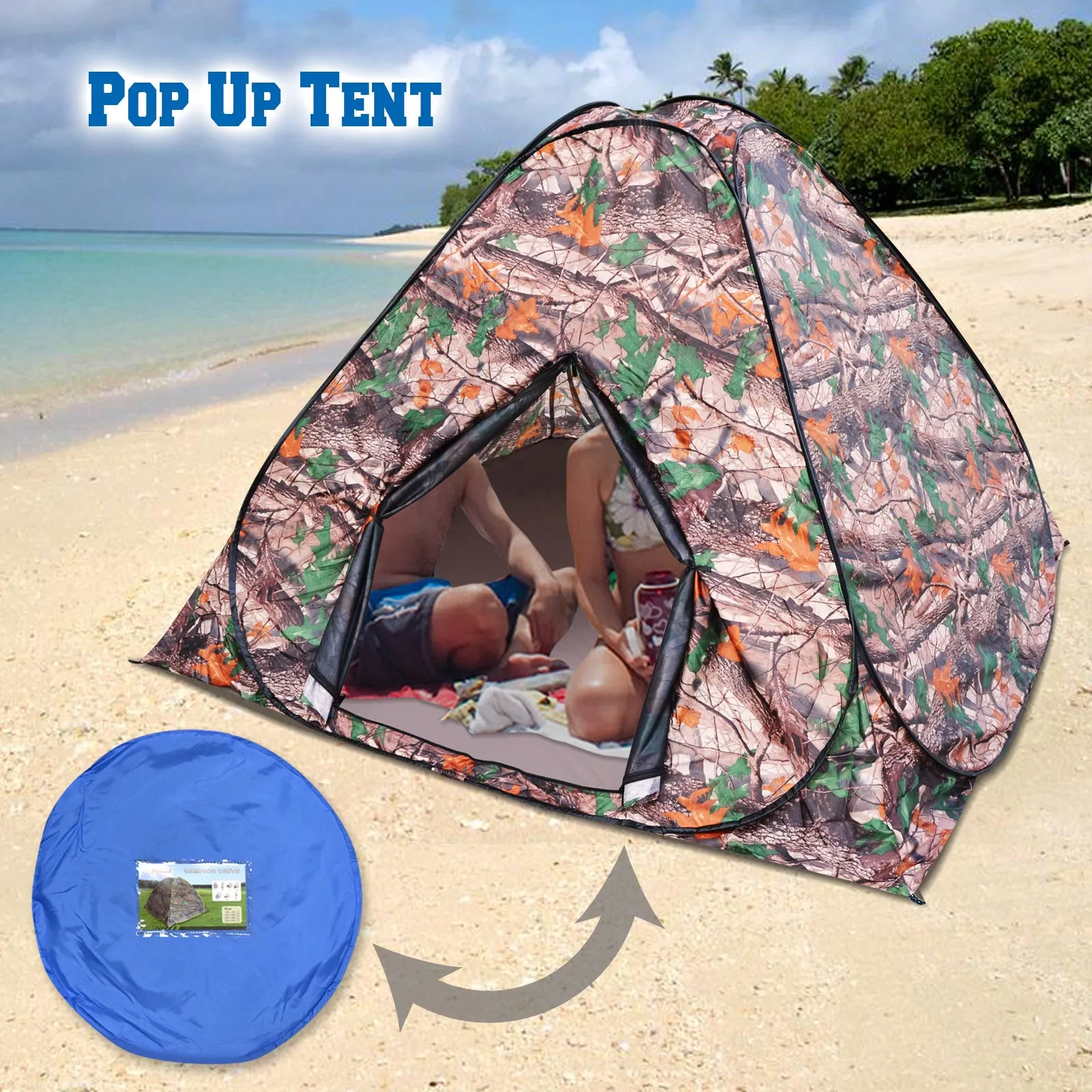 STRONG CAMEL Portable Camouflage Camo Camping Hiking Instant Easy Setup Pop Up Tent