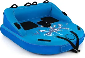 Towable Tubes for Boating, Inflatable Water Sports Towables for Boats to Pull 2-3 Riders, Sofa Style Water Tubes with Heavy-Duty Nylon Cover, Front & Back Tow Points
